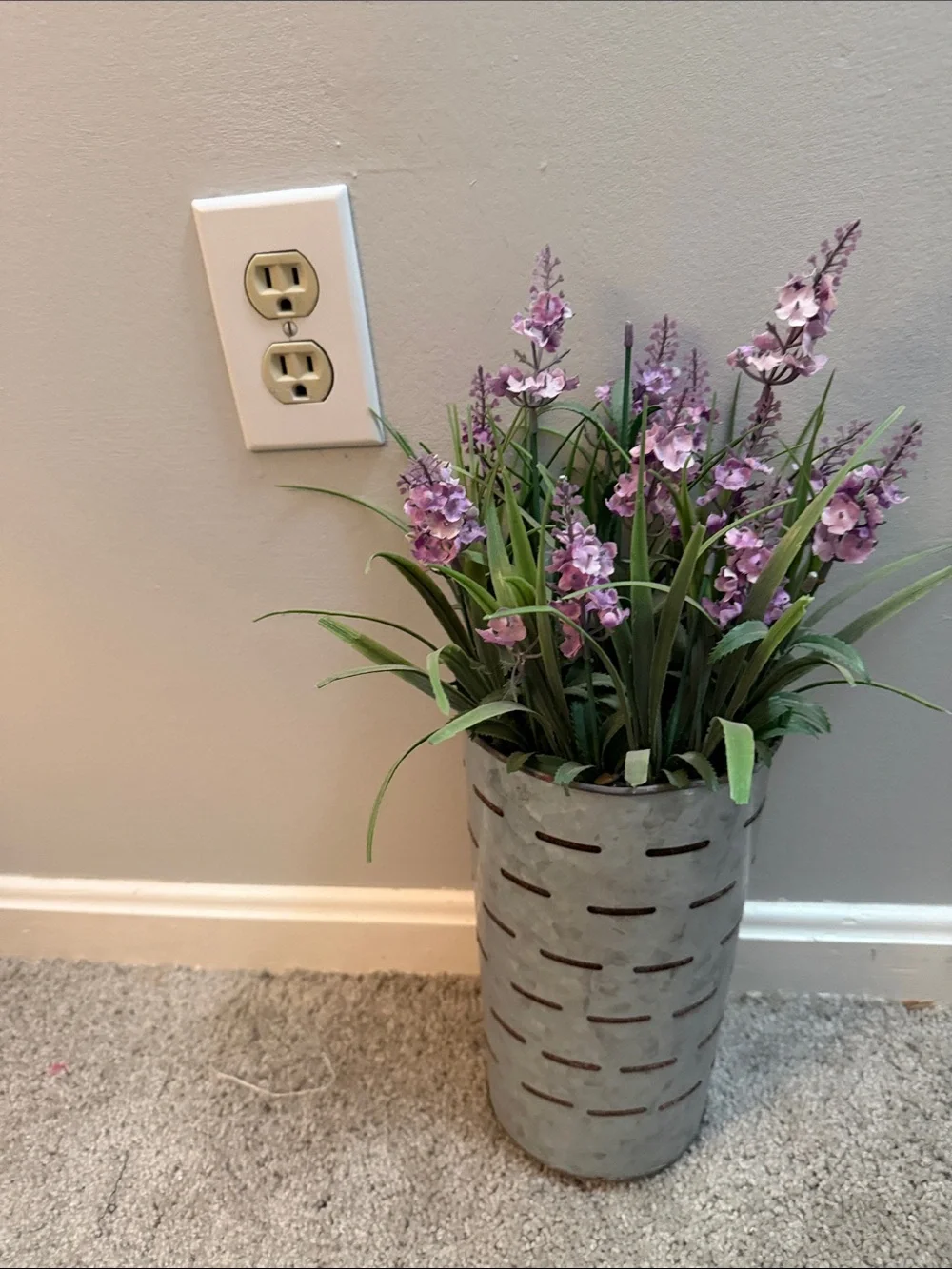 T.J.Maxx Purple Faux Lavender in Galvanized Holder